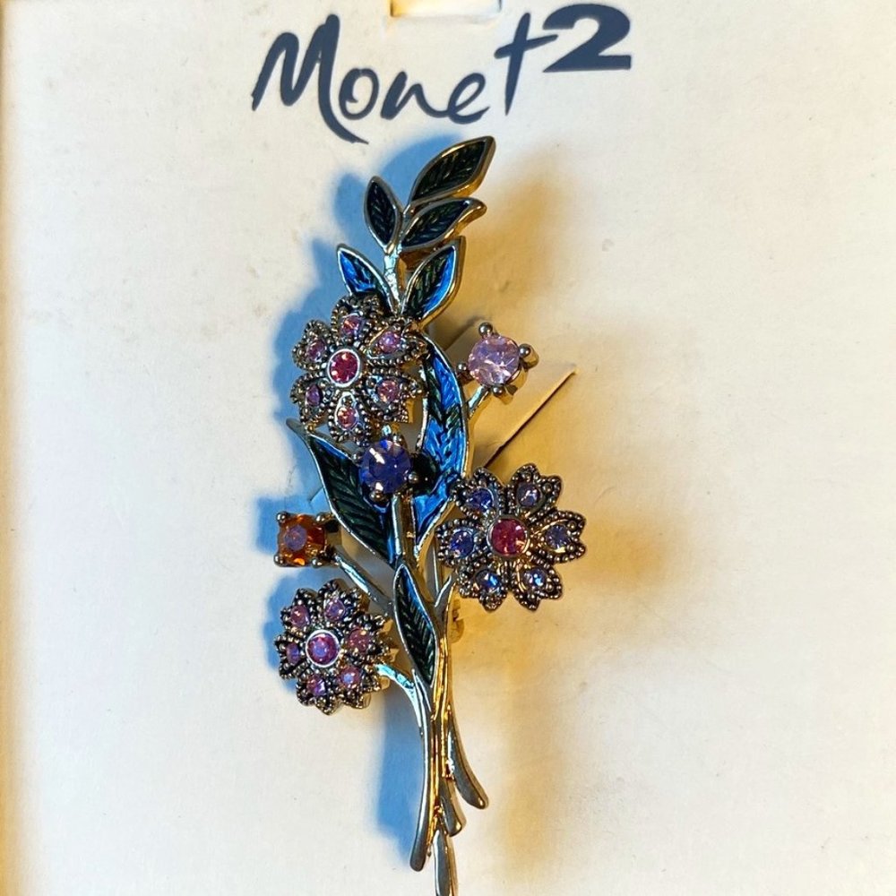 Monet Shades of Purple Flowers Brooch